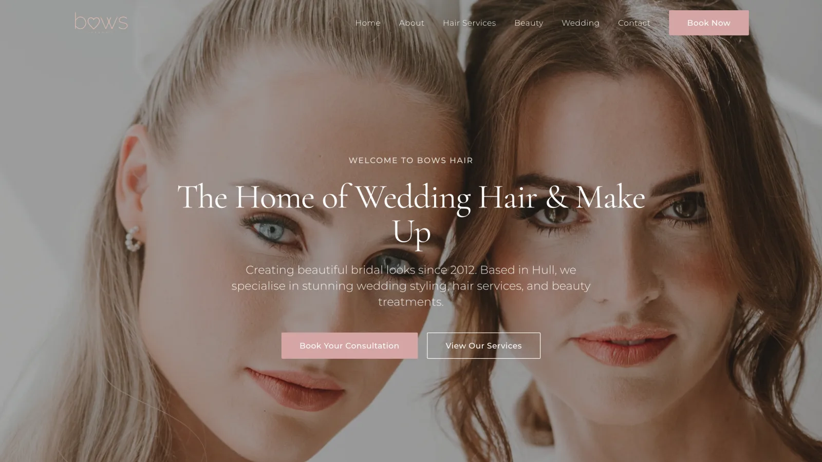 Screenshot of the Bows Hair website