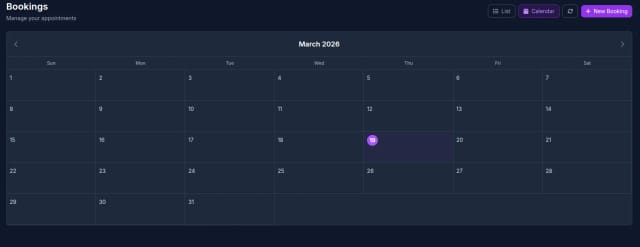 The Amour Tattoo admin booking calendar showing appointments managed from one dashboard