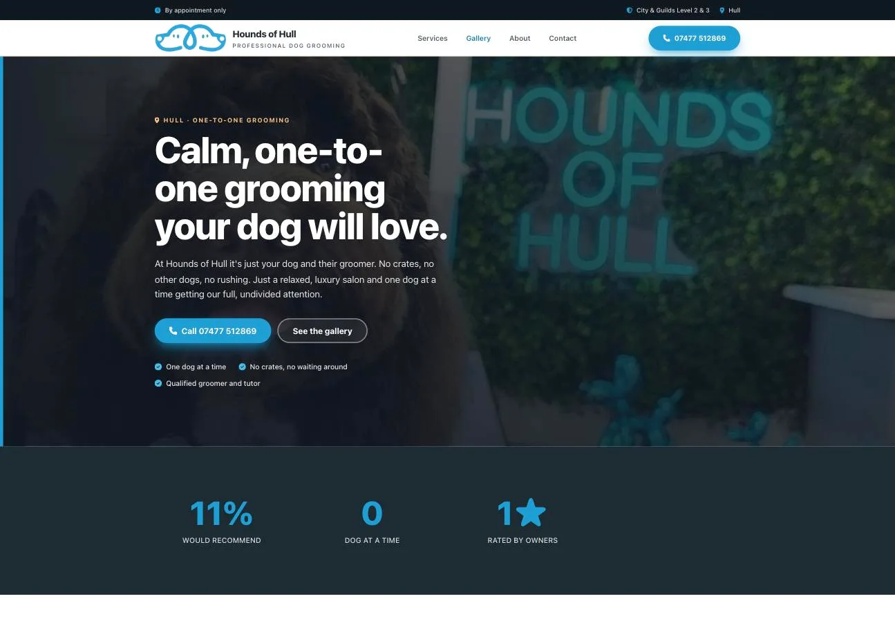 The Hounds of Hull homepage on the rebuilt site